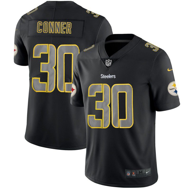 Men Pittsburgh Steelers 30 Conner Black Nike Fashion Impact Black Color Rush Limited NFL Jersey